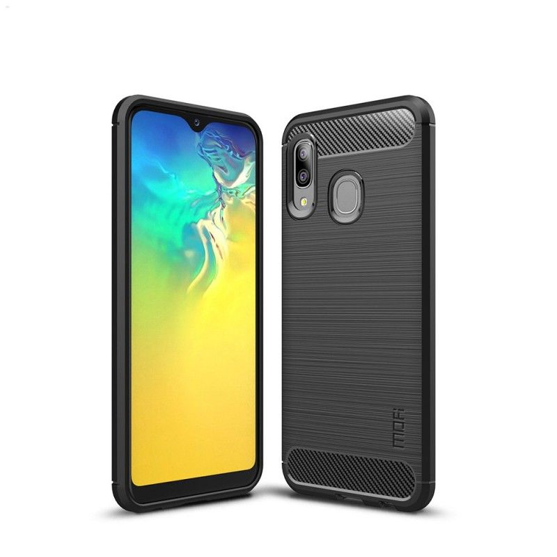 Hülle Samsung Galaxy A20E Schwarz Gebürstete Mofi-Kohlefaser