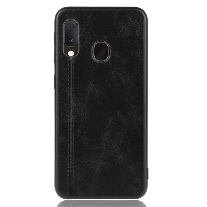 Hülle Samsung Galaxy A20E Schwarz Genähter Ledereffekt