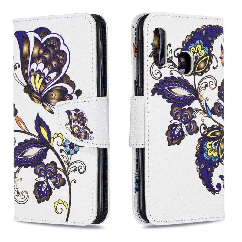 Lederhüllen Für Samsung Galaxy A20E Schmetterling Tattoo