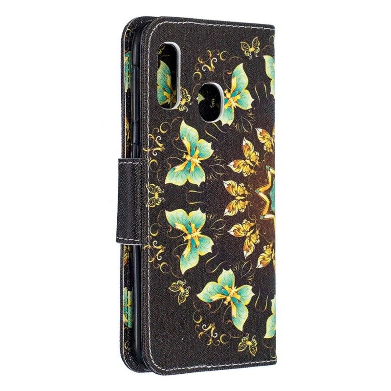 Lederhüllen Samsung Galaxy A20E Handyhülle Schmetterlingsmandala