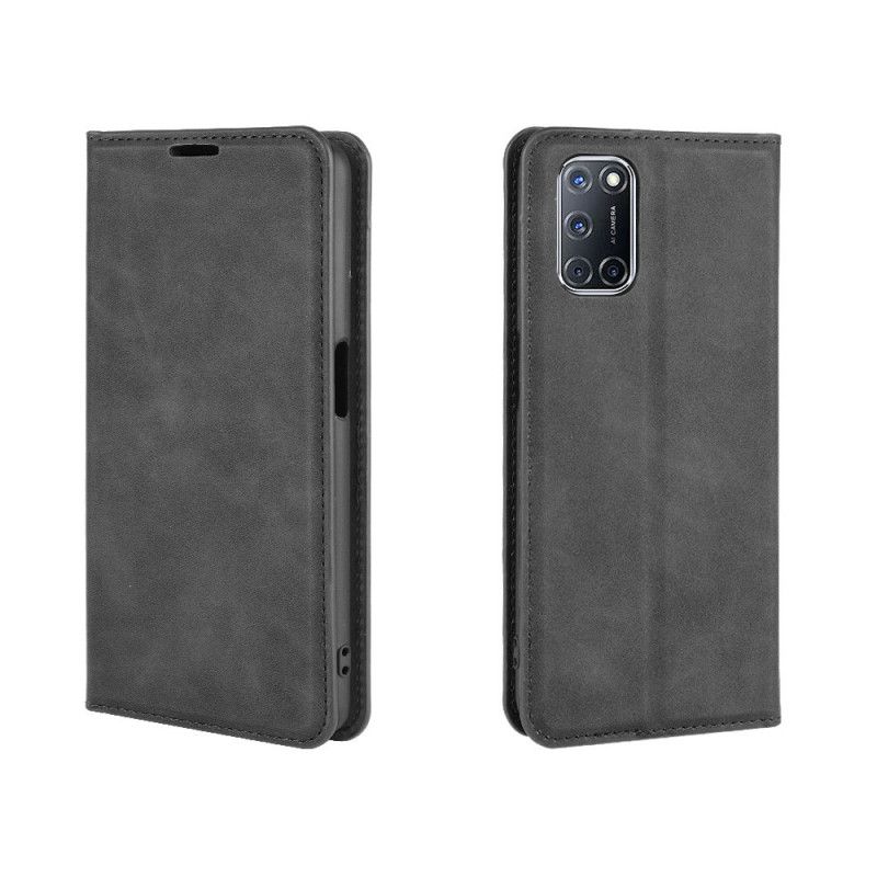 Flip Case Oppo A72 Schwarz Weicher Ledereffekt