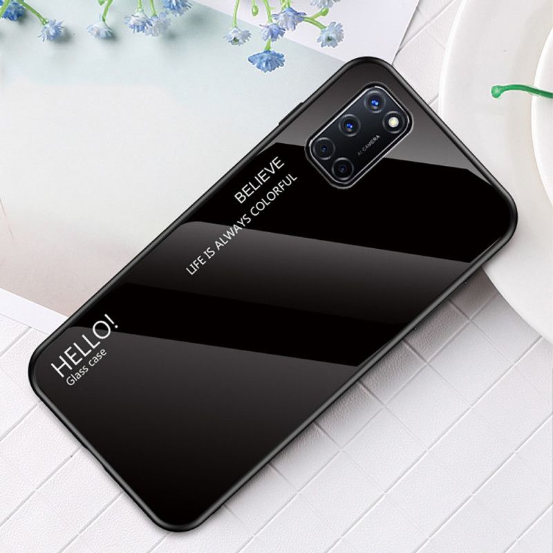 Hülle Oppo A72 Schwarz Handyhülle Hallo Gehärtetes Glas