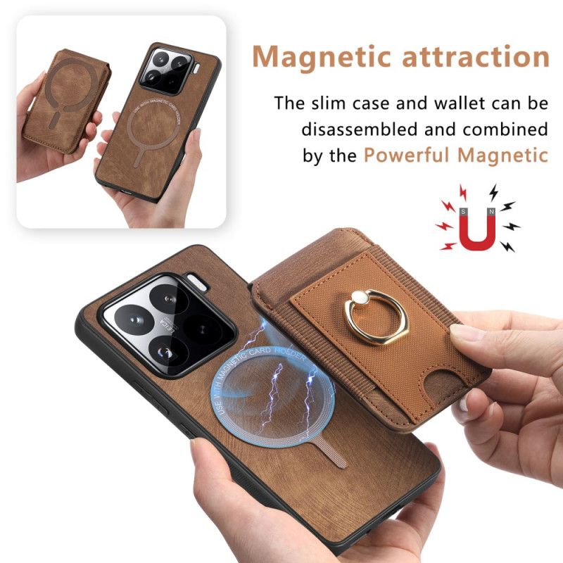 Hülle Xiaomi 15 Handyhülle Abnehmbarer Kartenhalter Und Ständer In Wildlederoptik