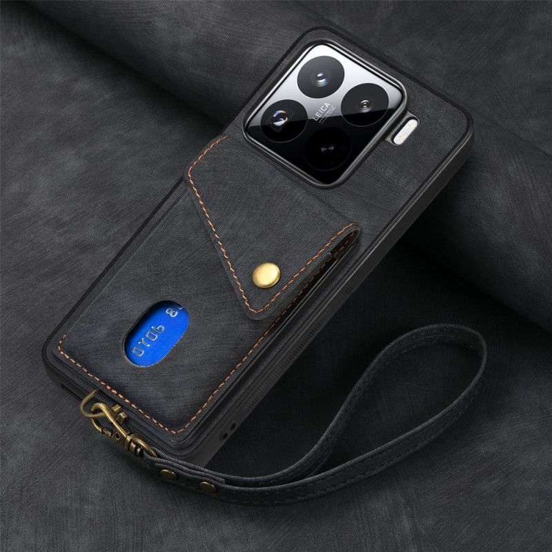 Hülle Xiaomi 15 Handyhülle Kartenhalter Und Trageband In Wildlederoptik