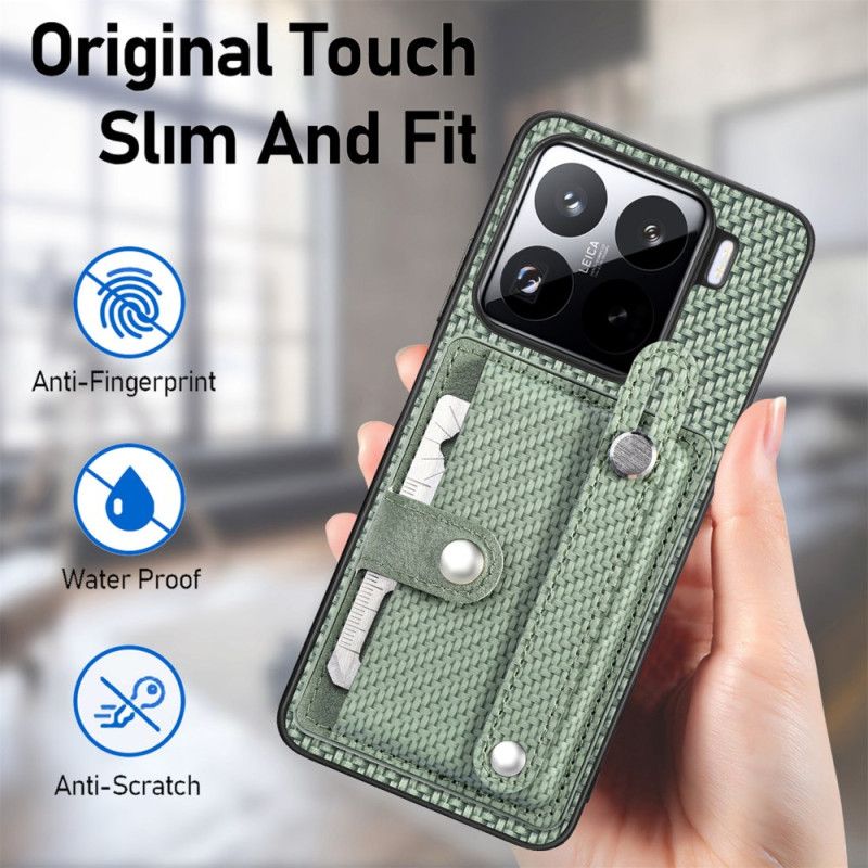 Hülle Xiaomi 15 Kartenhalter Und Trageband Aus Kohlefaser