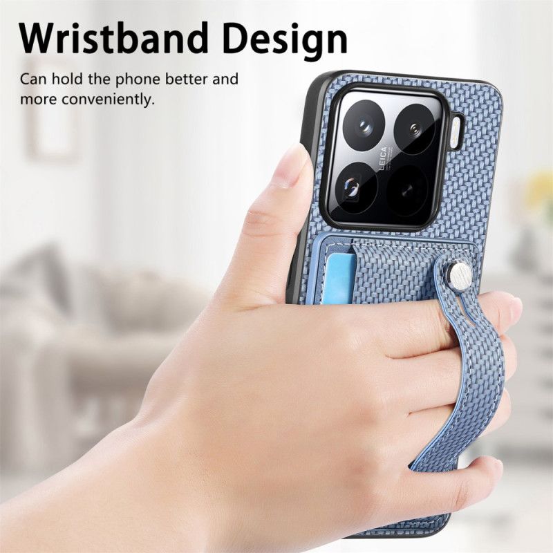 Hülle Xiaomi 15 Kartenhalter Und Trageband Aus Kohlefaser