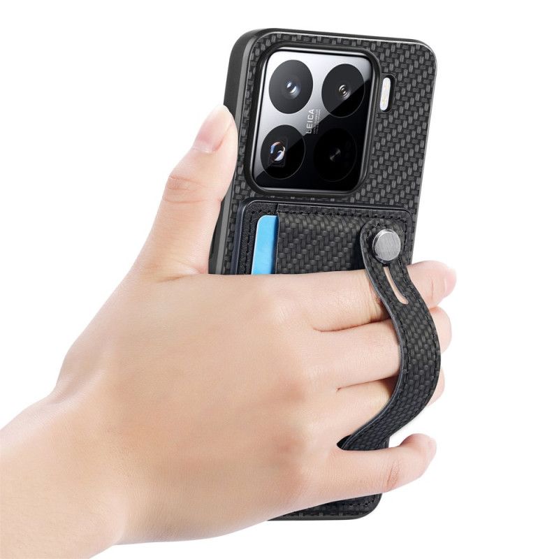Hülle Xiaomi 15 Kartenhalter Und Trageband Aus Kohlefaser