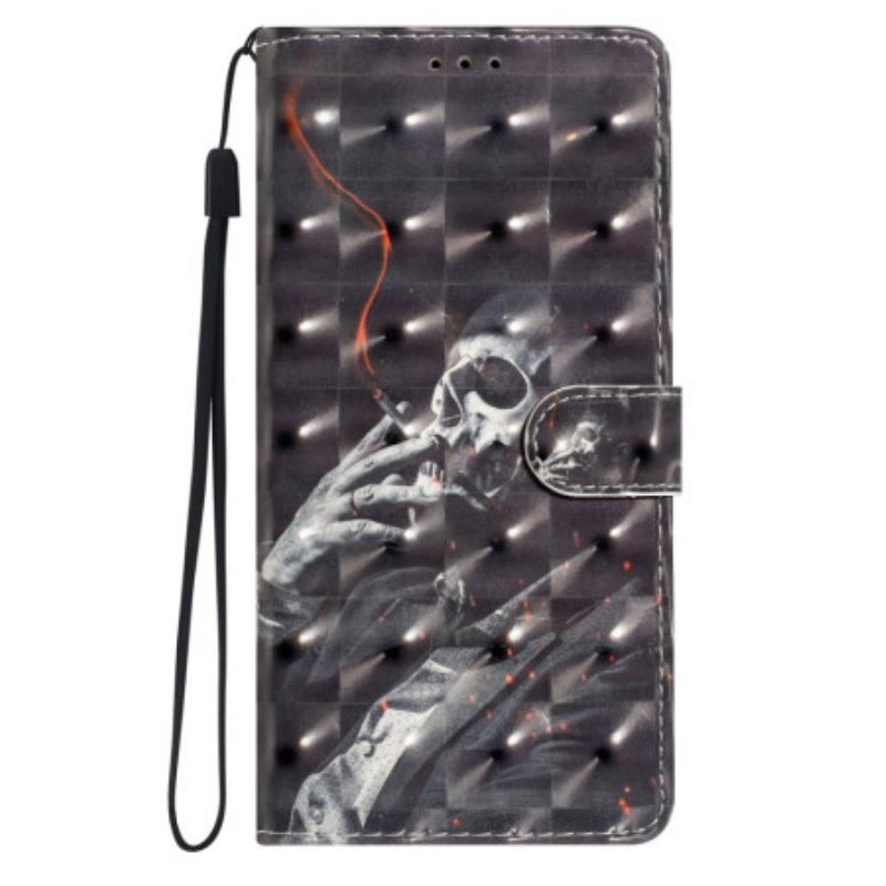 Lederhüllen Für Xiaomi 15 3d-rauchendes Skelett