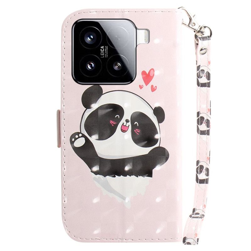 Lederhüllen Xiaomi 15 Handyhülle Panda-liebes-lanyard