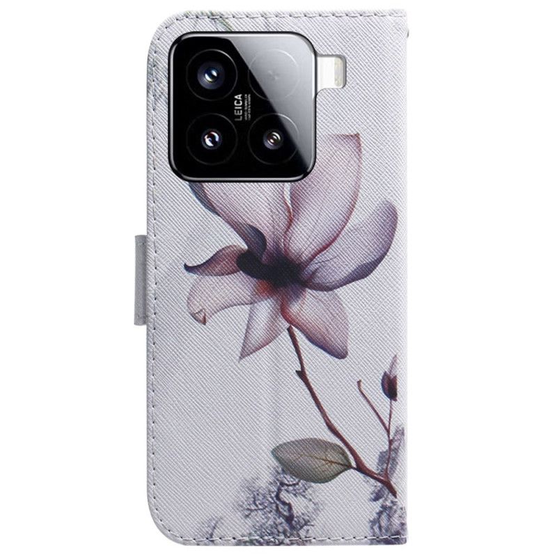 Lederhüllen Xiaomi 15 Handyhülle Rosa Blume