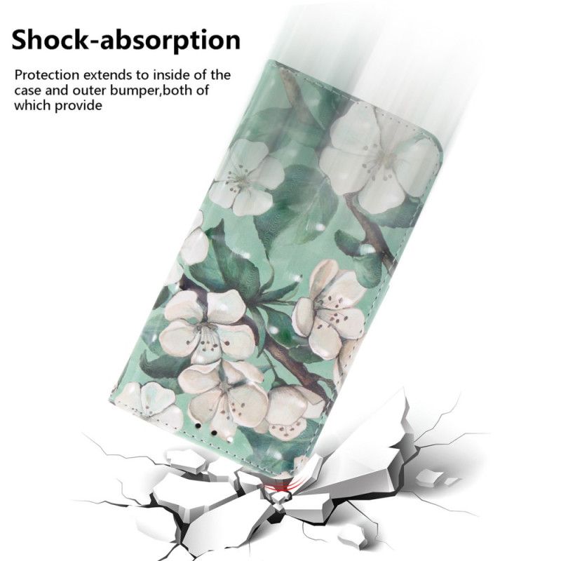 Lederhüllen Xiaomi 15 Schlüsselband Mit Aquarellblumen