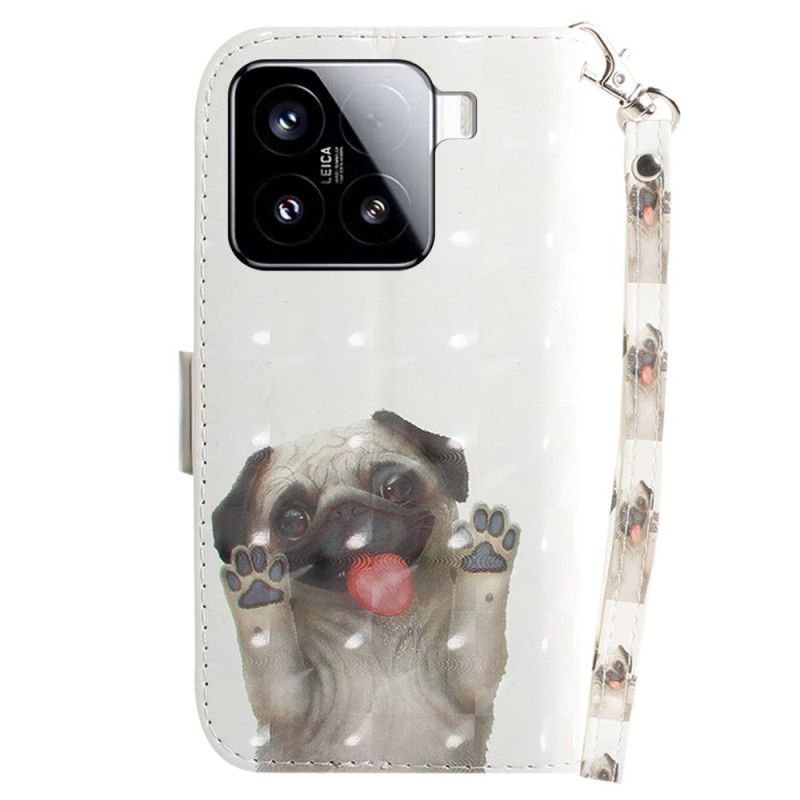 Lederhüllen Xiaomi 15 Schlüsselband Mit Mops-motiv