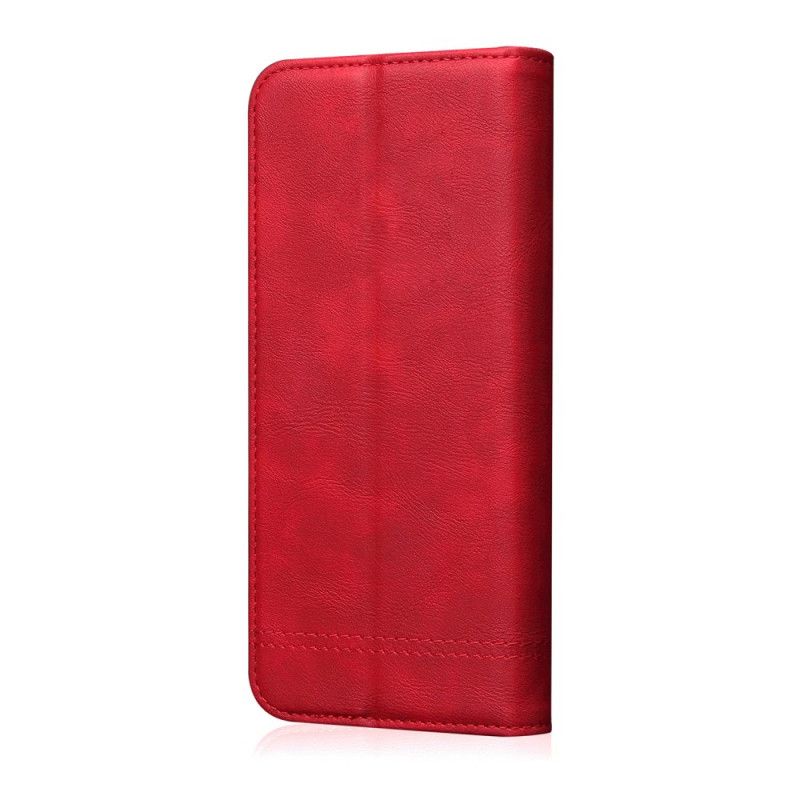 Flip Case Samsung Galaxy S10 Plus Rot Genähter Ledereffekt