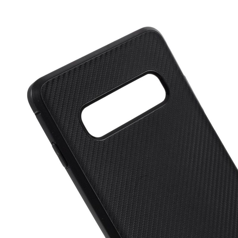 Hülle Für Samsung Galaxy S10 Plus Schwarz Einzelne Flexible Kohlefaser