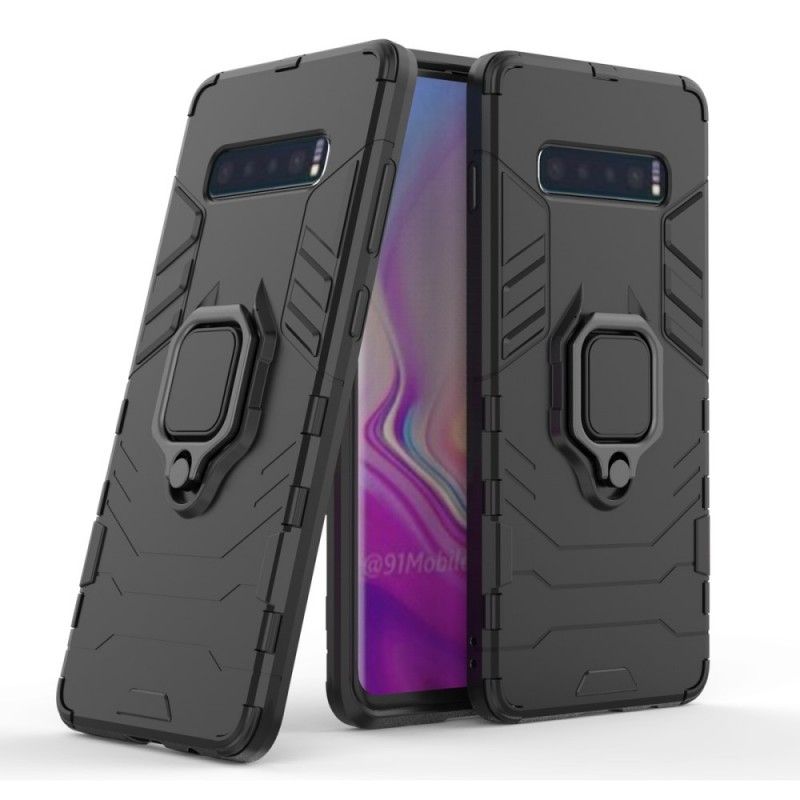 Hülle Für Samsung Galaxy S10 Plus Schwarz Widerstandsfähiger Ring