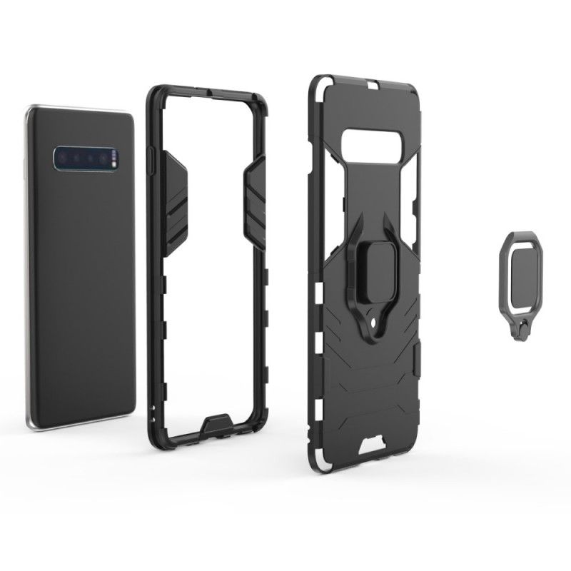 Hülle Für Samsung Galaxy S10 Plus Schwarz Widerstandsfähiger Ring