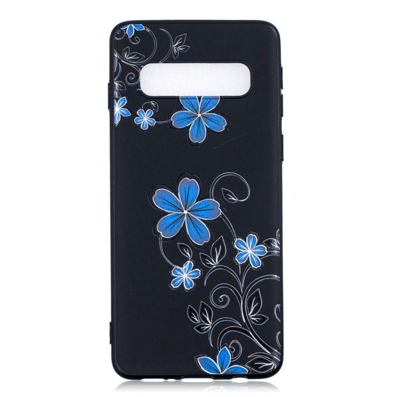 Hülle Samsung Galaxy S10 Plus Handyhülle Blaue Blüten