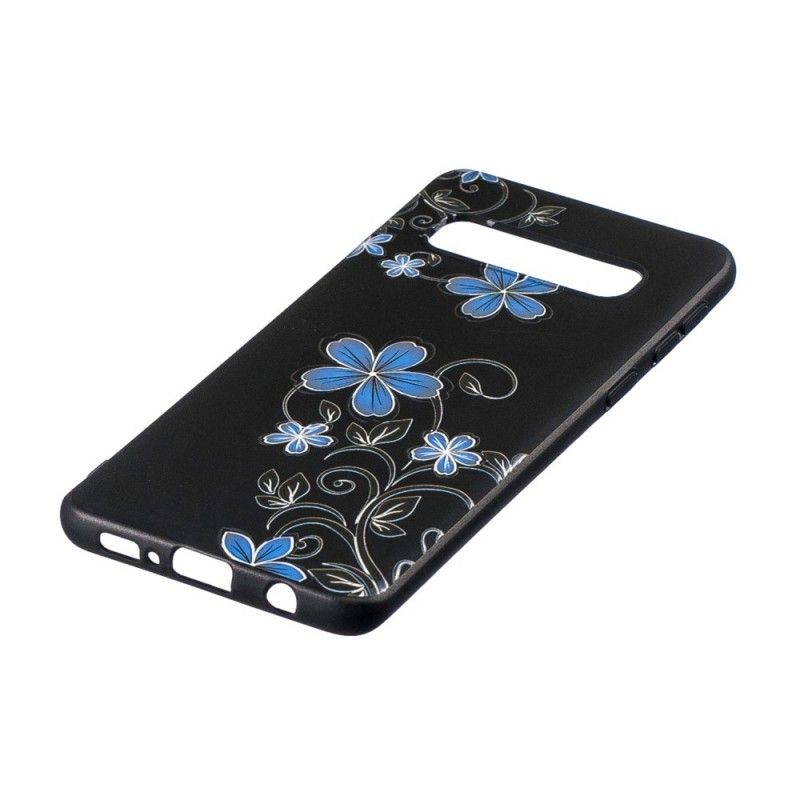 Hülle Samsung Galaxy S10 Plus Handyhülle Blaue Blüten