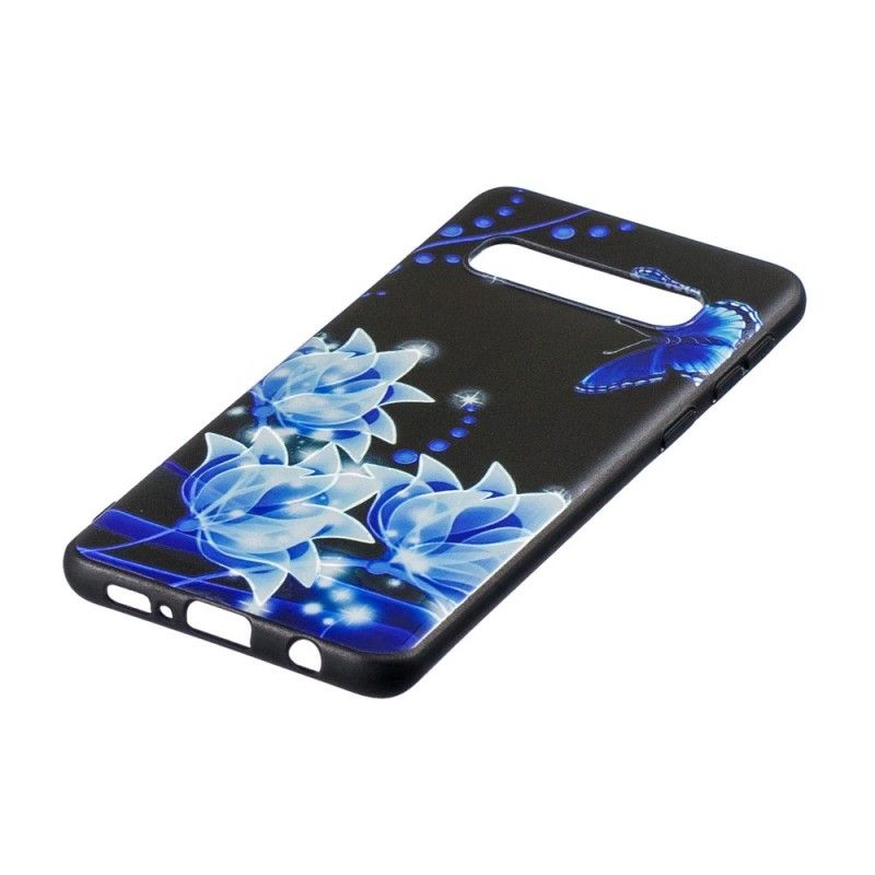 Hülle Samsung Galaxy S10 Plus Schmetterling Und Blaue Blüten