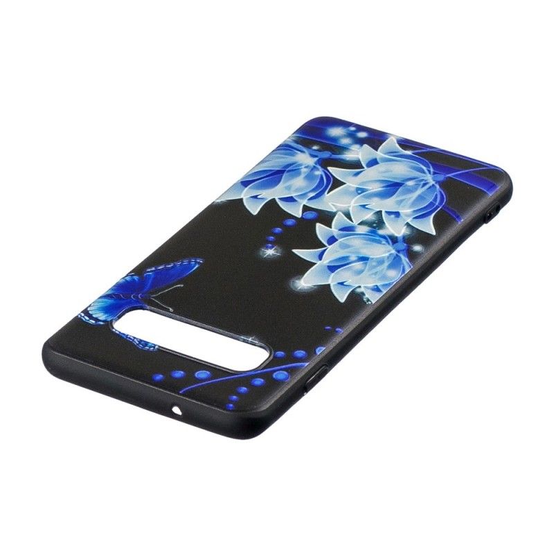 Hülle Samsung Galaxy S10 Plus Schmetterling Und Blaue Blüten