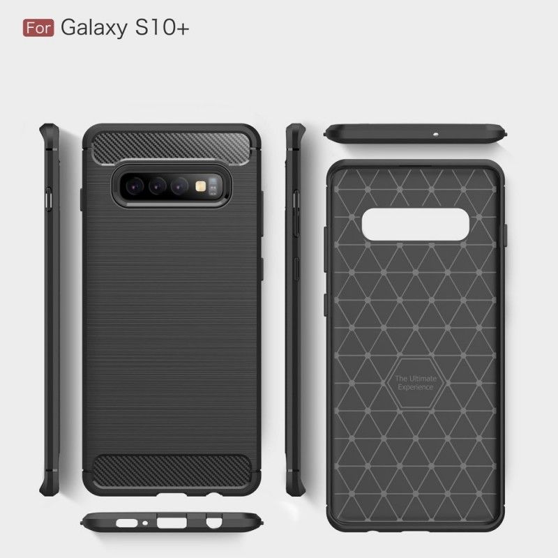 Hülle Samsung Galaxy S10 Plus Schwarz Gebürstete Kohlefaser