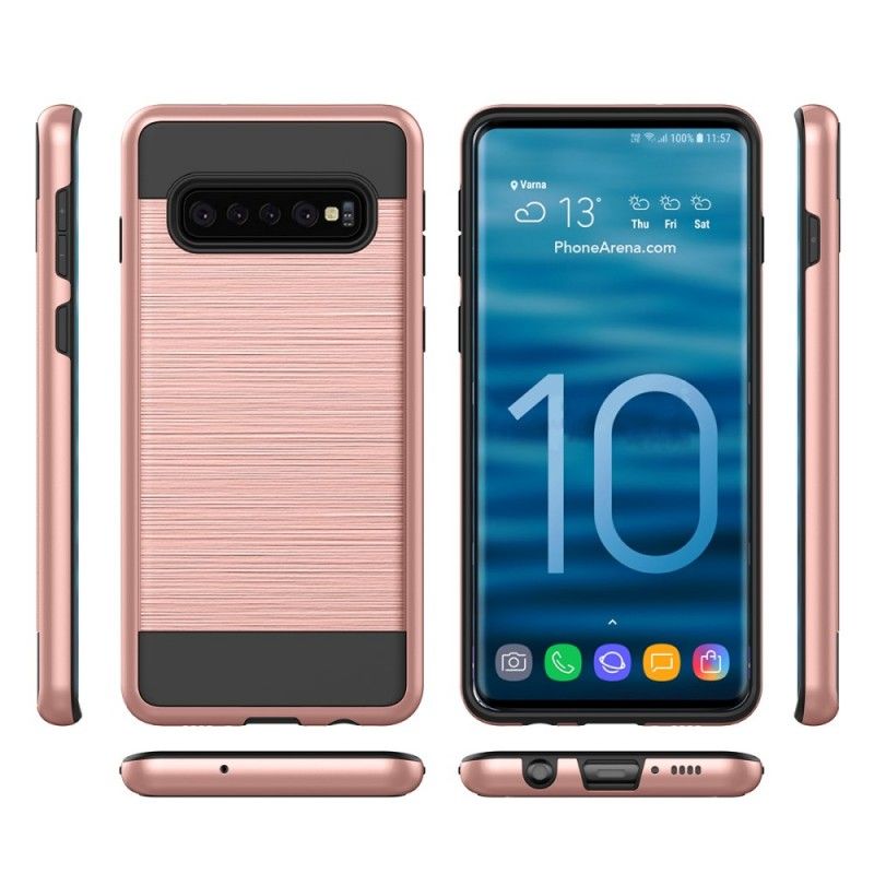 Hülle Samsung Galaxy S10 Plus Schwarz Handyhülle Gebürstete Kohlefaser