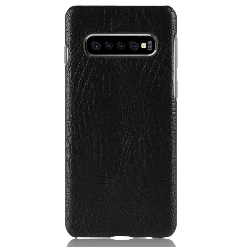 Hülle Samsung Galaxy S10 Plus Schwarz Handyhülle Krokodilhauteffekt