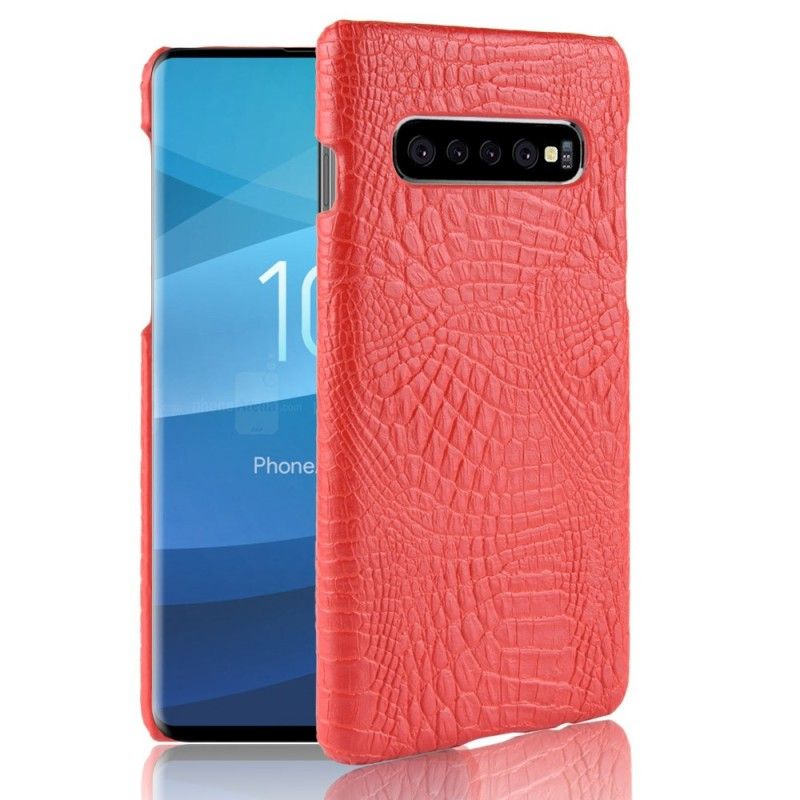 Hülle Samsung Galaxy S10 Plus Schwarz Handyhülle Krokodilhauteffekt