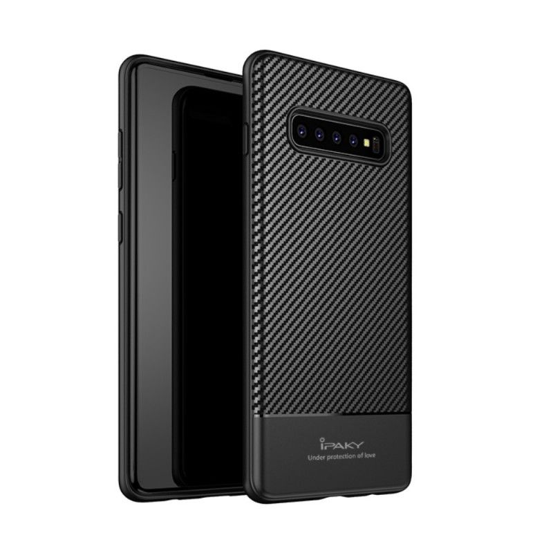 Hülle Samsung Galaxy S10 Plus Schwarz Ipaky Kohlefaser