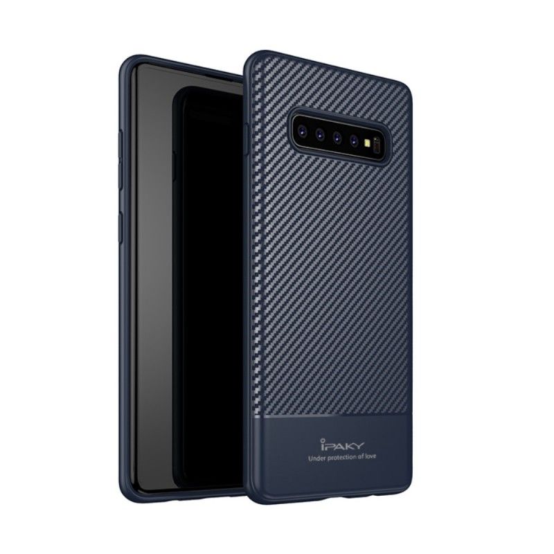 Hülle Samsung Galaxy S10 Plus Schwarz Ipaky Kohlefaser