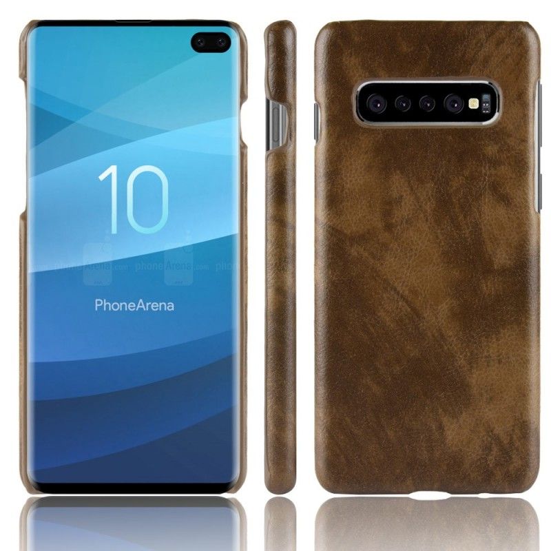 Hülle Samsung Galaxy S10 Plus Schwarz Litschileder-Effekt