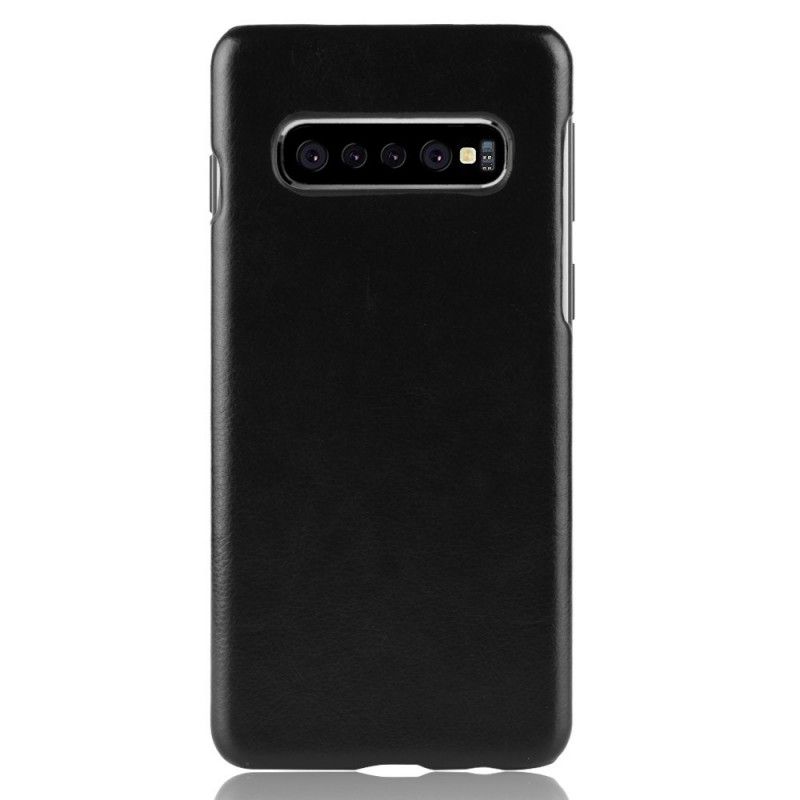 Hülle Samsung Galaxy S10 Plus Schwarz Litschileder-Effekt