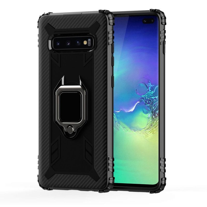 Hülle Samsung Galaxy S10 Plus Schwarz Ring Und Kohlefaser