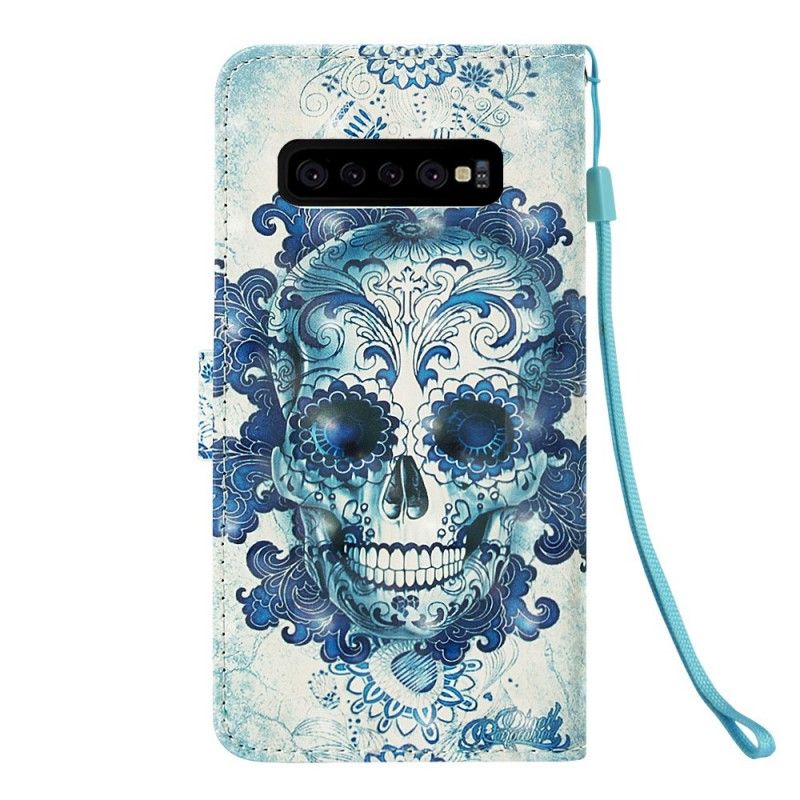 Lederhüllen Samsung Galaxy S10 Plus Blauer Schädel