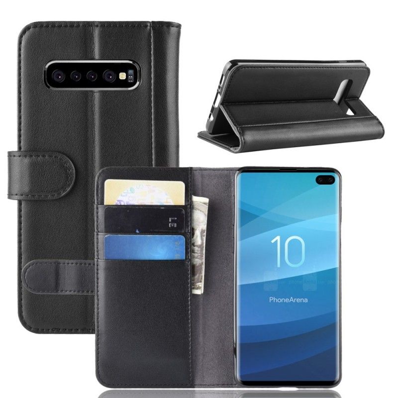 Lederhüllen Samsung Galaxy S10 Plus Schwarz Gespaltenes Leder