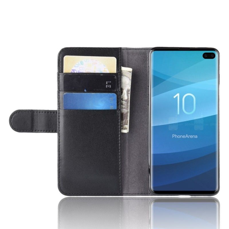 Lederhüllen Samsung Galaxy S10 Plus Schwarz Gespaltenes Leder