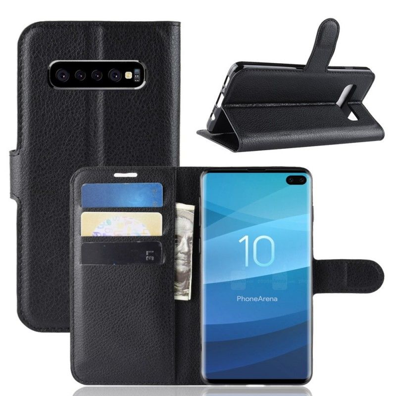 Lederhüllen Samsung Galaxy S10 Plus Schwarz Handyhülle Klassisch