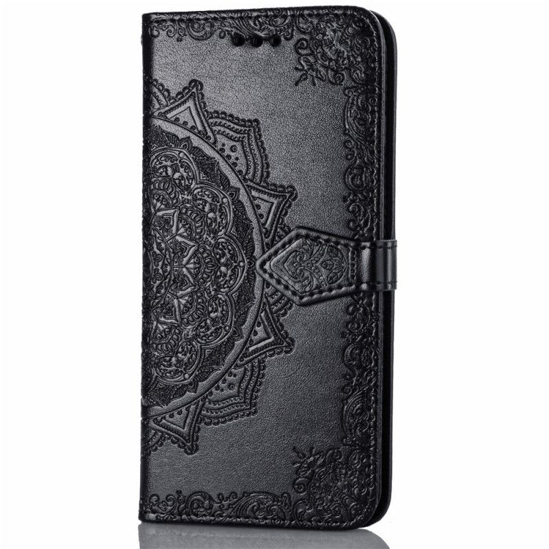 Lederhüllen Samsung Galaxy S10 Plus Schwarz Mandala Mittleren Alters