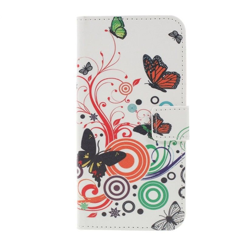 Lederhüllen Samsung Galaxy S10 Plus Weiß Schmetterlinge Und Blumen