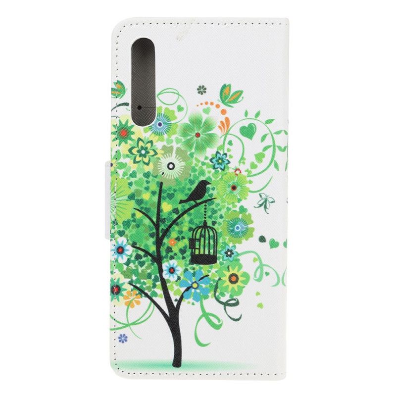 Lederhüllen Huawei P Smart S Grün Blühender Baum