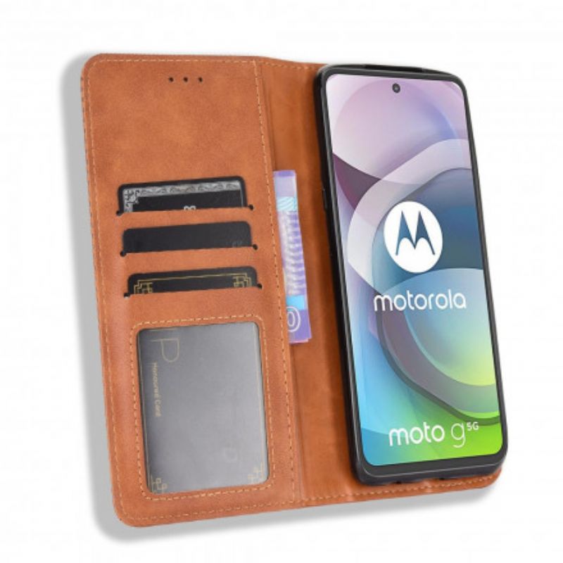 Flip Case Moto G 5g Handyhülle Stilisierter Vintage-ledereffekt