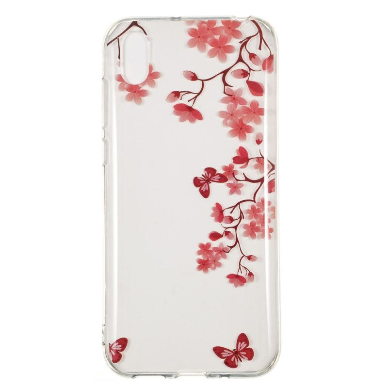 Hülle Für Huawei Y5 2019 Transparenter Zweig Mit Schmetterlingen