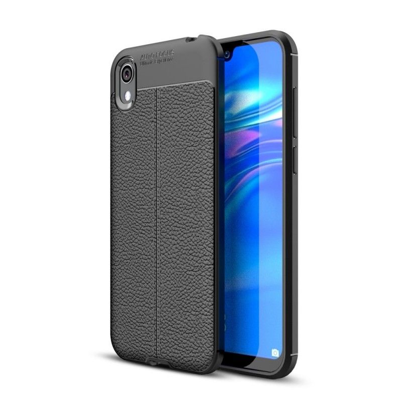 Hülle Huawei Y5 2019 Schwarz Doppellinien-Litschileder-Effekt