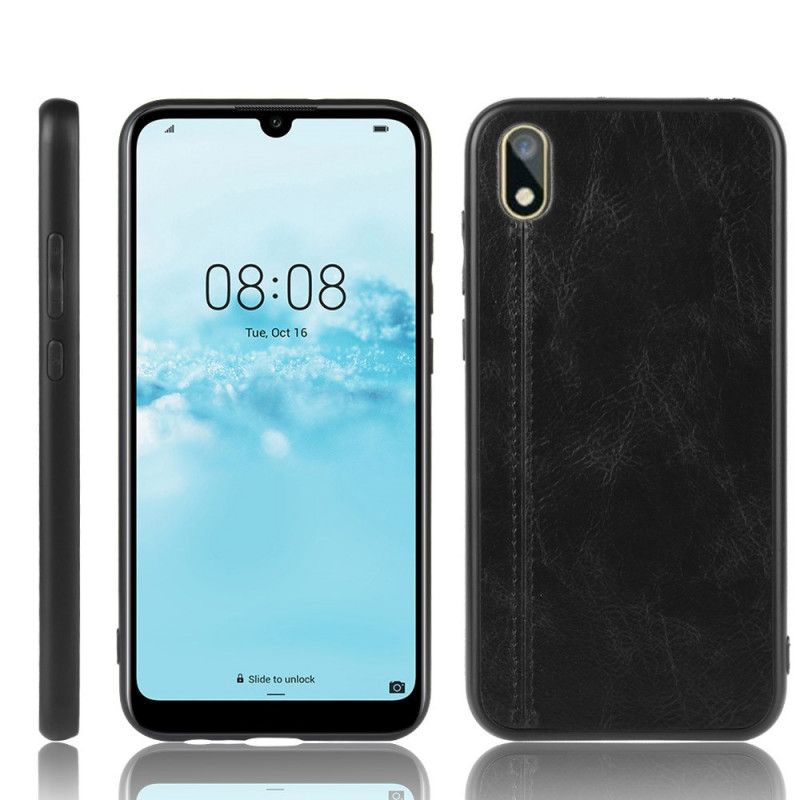 Hülle Honor 8S Schwarz Genähter Ledereffekt