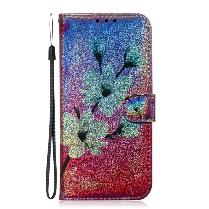 Lederhüllen Honor 8S Handyhülle Glitzerblumen