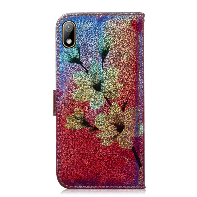 Lederhüllen Honor 8S Handyhülle Glitzerblumen