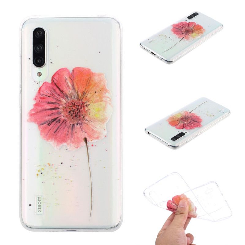 Hülle Für Xiaomi Mi 9 Lite Transparente Aquarellmohnblume