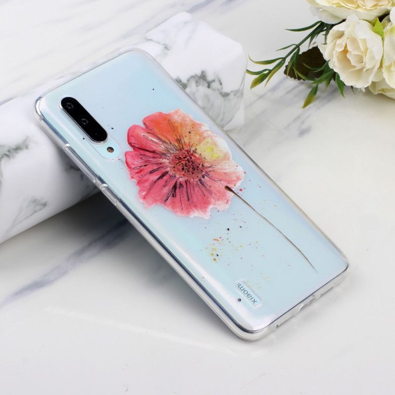 Hülle Für Xiaomi Mi 9 Lite Transparente Aquarellmohnblume