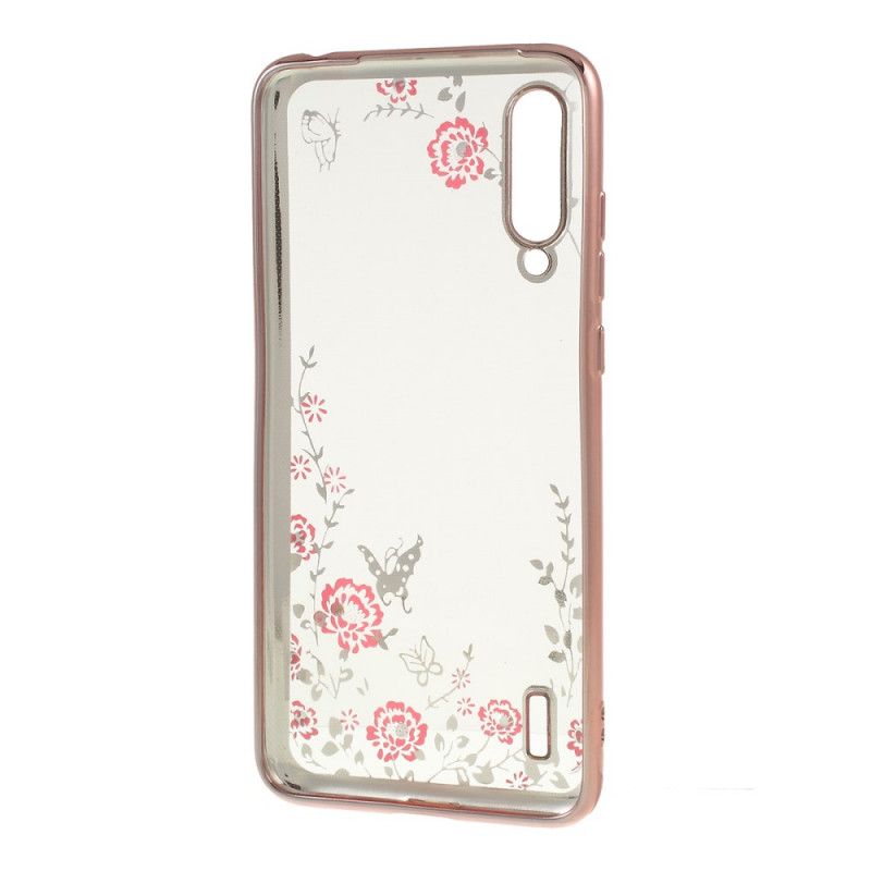 Hülle Xiaomi Mi 9 Lite Roségold Blumen- Und Schmetterlingsdiamanten