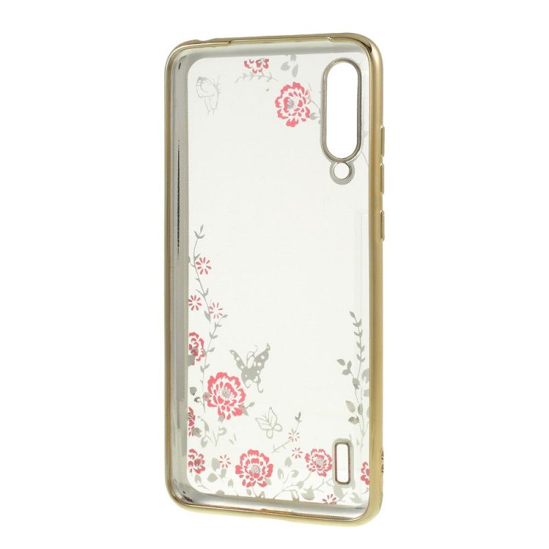 Hülle Xiaomi Mi 9 Lite Roségold Blumen- Und Schmetterlingsdiamanten